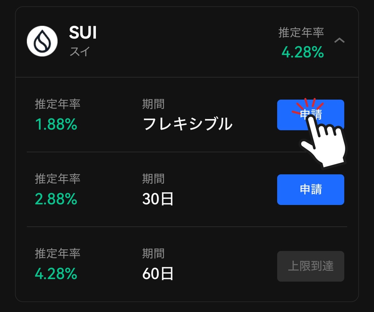 SUIのステーキングプラン（OKCoinJapan）