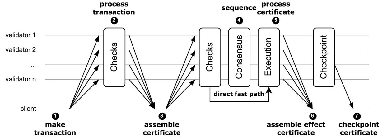 Suiチェーンにおける取引処理の流れ（Sui Documentation）