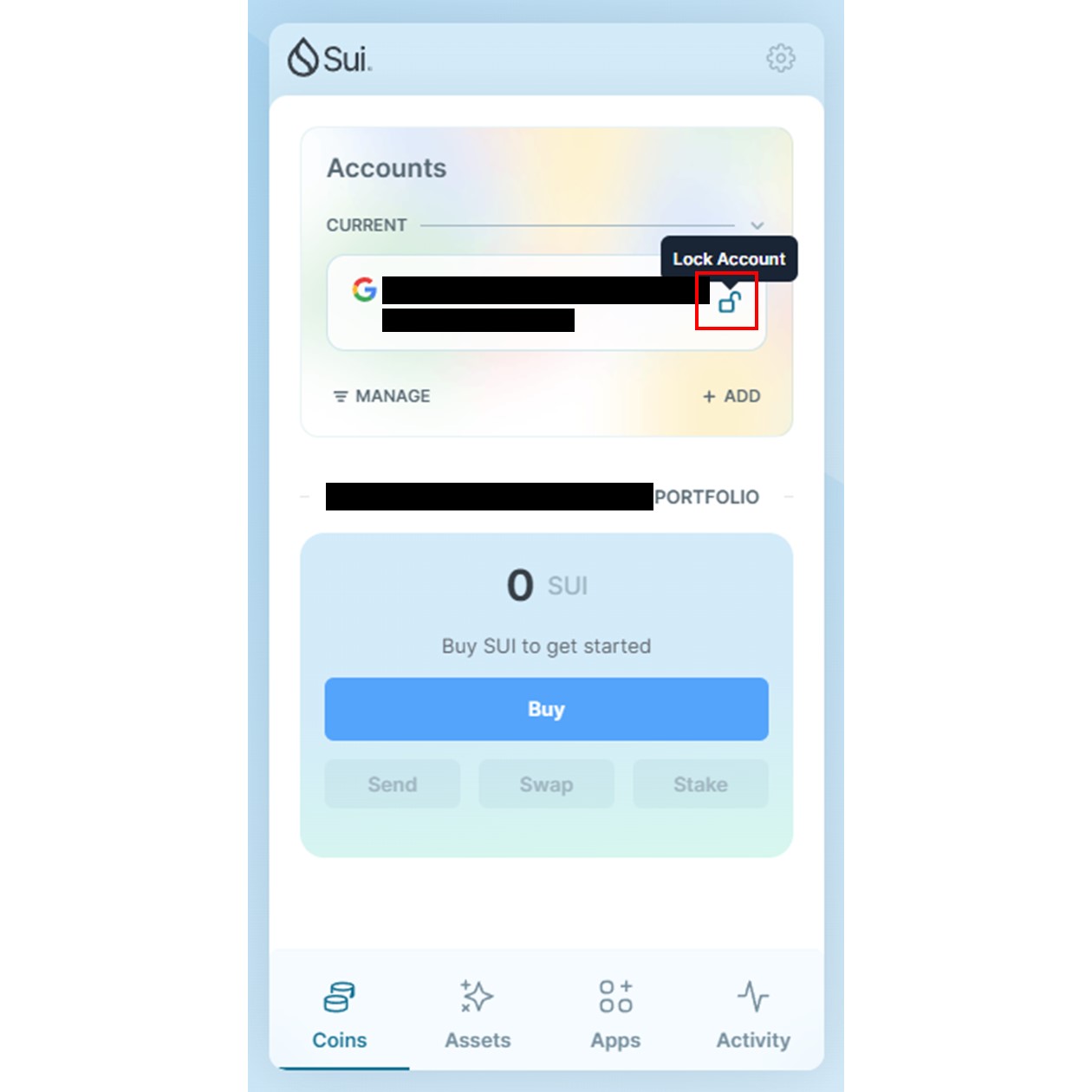Sui Walletのロック