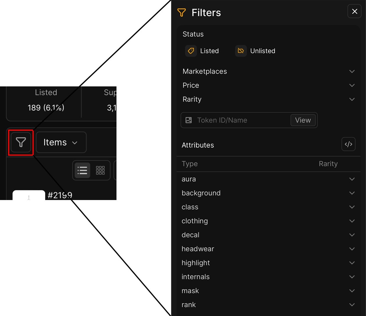 コレクションリストのフィルター機能（TradePort）