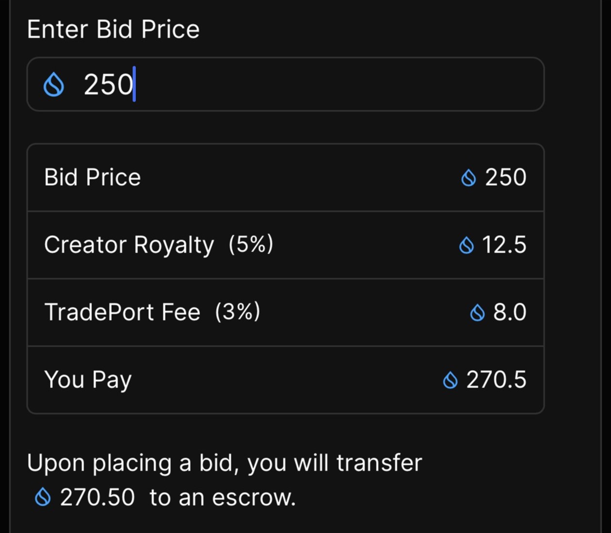 指値注文する場合の価格内訳（TradePort）