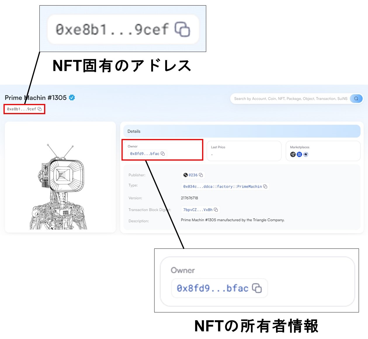 Sui NFTが持つ情報（SuiVision）